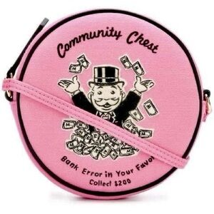 Olympia Le-Tan Monopoly Community Chest bank error dizzie shoulder bag in pink